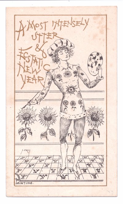 美国艺术家绘画的维多利亚新年卡片，c.1881（单色） 作者 阿尔弗雷德·格雷