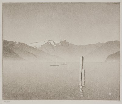 科莫湖（aquatint） 作者 阿尔弗雷德·哈特利