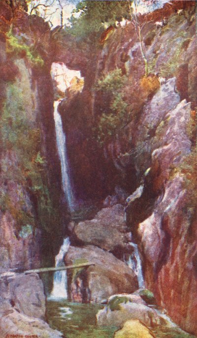 湖区：朗代尔地下城峡谷部队（彩色石版画） 作者 阿尔弗雷德·希顿·库珀