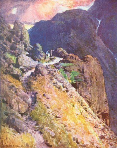 湖区：接近瓦斯代尔的斯蒂黑德山口山顶（彩色石版画） 作者 阿尔弗雷德·希顿·库珀