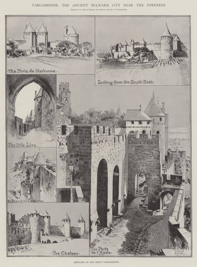 卡尔卡松，比利牛斯山脉附近的古代堡垒城市 作者 Alfred Hugh Fisher