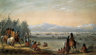 An Indian village. Work by Alfred Jacob Miller (1810-1874) 作者 阿尔弗雷德·雅各布·米勒
