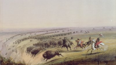 狩猎水牛，1837年 作者 Alfred Jacob Miller