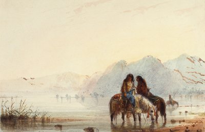 印第安妇女，肖肖尼人，约 1837 年（纸面水彩画） 作者 阿尔弗雷德·雅各布·米勒