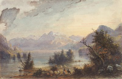 湖景，落基山脉，约 1837 年（纸面水彩画） 作者 阿尔弗雷德·雅各布·米勒