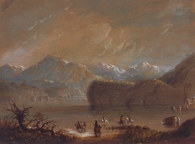 湖，风河山，约 1837 年（纸面水彩画） 作者 阿尔弗雷德·雅各布·米勒