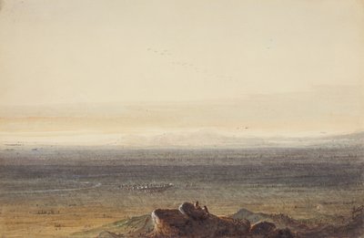 草原，约 1837 年（纸上铅笔、水彩和水粉画） 作者 阿尔弗雷德·雅各布·米勒