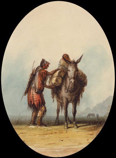 挖根者，约 1837 年（纸上水彩和水粉画） 作者 阿尔弗雷德·雅各布·米勒