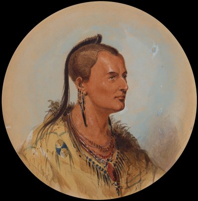 苏族勇士，约 1837 年（纸上铅笔、水彩和水粉画） 作者 阿尔弗雷德·雅各布·米勒