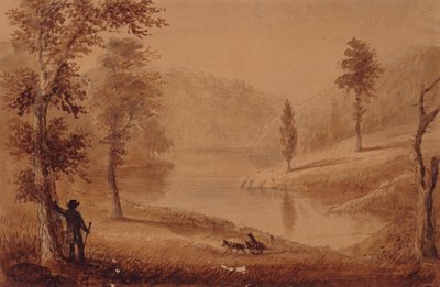 天鹅湖》，约 1837 年（纸面水彩画） 作者 阿尔弗雷德·雅各布·米勒