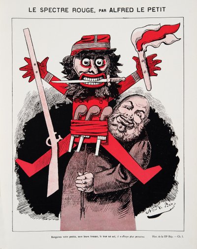 红色幽灵，来自第三共和国的历史，卷。 我，政治史，出版 1933（彩色石版画） 作者 阿尔弗雷德·勒·佩蒂特