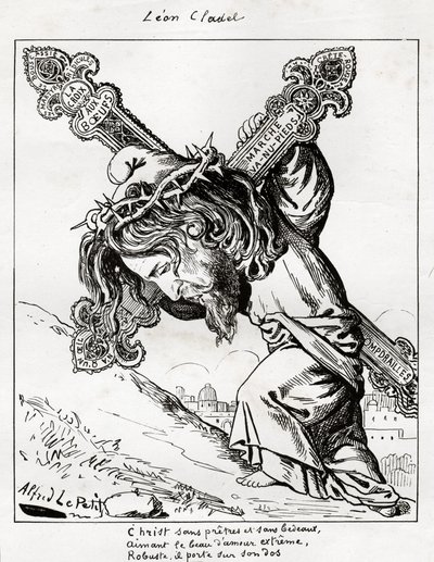 caricature of Leon Cladel, c.1875-80 (engraving) 作者 阿尔弗雷德·勒·佩蒂特