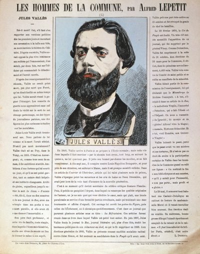 朱尔斯·瓦雷斯（Jules Valles），法国记者，作家和巴黎公社成员，1871年 作者 阿尔弗雷德·莱皮蒂