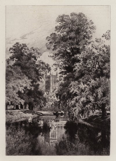 Cambridge: The Cam near Trinity College, with the Tower of St John