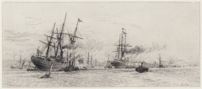 Shipping on the Mersey (etching) 作者 阿尔弗雷德·路易斯·布鲁内特·德拜恩斯