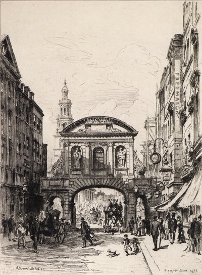 Temple Bar (etching) 作者 阿尔弗雷德·路易斯·布鲁内特·德拜恩斯