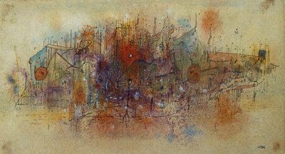 无题，c.1943-44。 （纸本水彩、钢笔和墨水） 作者 阿尔弗雷德·奥托·沃尔夫冈·舒尔茨·沃尔斯