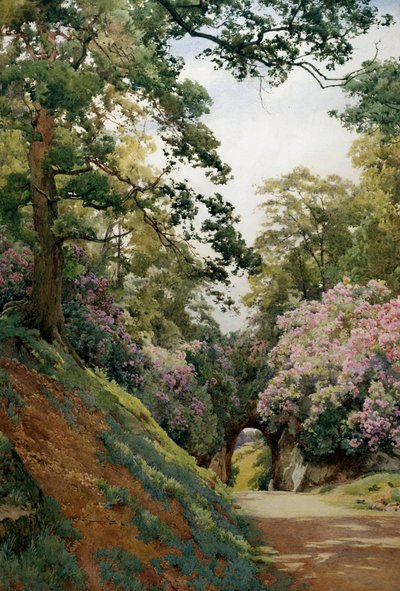 繁花似锦Clairiere fleurie (Allee en fleurs)。阿尔弗雷德-威廉-帕森斯（1847-1920 年，英国人）的绘画作品，珍贵藏品 作者 阿尔弗雷德·帕森斯