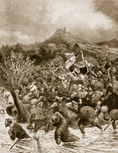 国王彭达在Winwaedfield被杀，655，来自&39;哈钦森的英国国家的故事&39;，c.1920 作者 阿尔弗雷德·皮尔斯（Alfred Pearse）