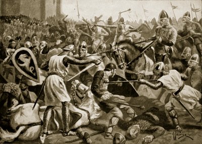 罗伯特在1106年的Tinchebral囚犯，“哈钦森的英国民族故事”中的插图，c.1920 作者 Alfred Pearse