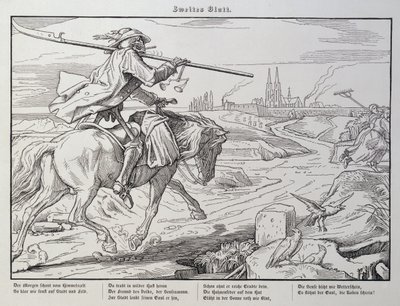 1849年格奥尔格·威甘德（Georg Wigand）在莱比锡（Leipzig）出版的“另一个死亡之舞”（Death Dance of Death）中的死亡骑行到镇上 作者 阿尔弗雷德·雷特尔