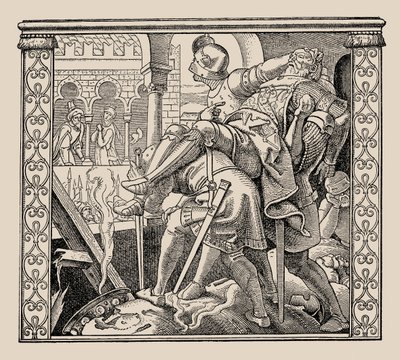 Die Nibelungen。 1840-1841年，Rudigers军团如何呈现给Krimhild。 作者 阿尔弗雷德·雷特尔