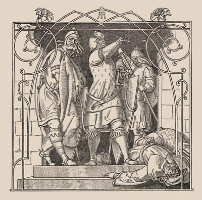 Die Nibelungen。 1840-1841年，他们如何将死者扔出大厅。 作者 阿尔弗雷德·雷特尔