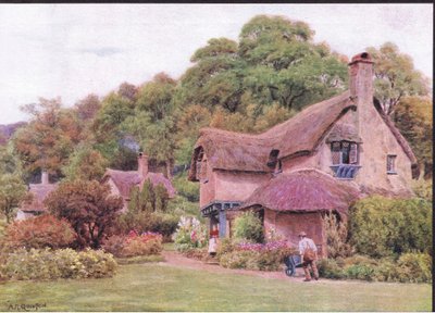 Almhouses, Selworthy Green, Somerset, 摘自Dent & Sons Limited出版的《英格兰农村的小屋和乡村生活》。 作者 阿尔弗雷德·罗伯特·昆顿