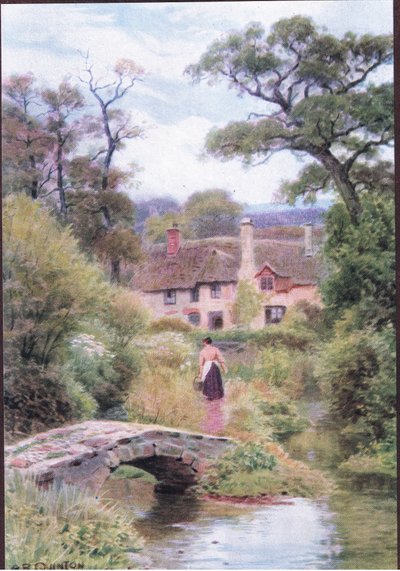 人行桥，靠近萨默塞特郡波洛克，出自 Dent & Sons Limited 出版的 The Cottages and the Village Life of Rural England 作者 阿尔弗雷德·罗伯特·昆顿