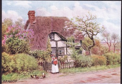 丁香和苹果花，Harvington，伍斯特，来自The Cottages和乡村生活的英格兰乡村生活由Dent＆Sons Limited出版，1912年 作者 Alfred Robert Quinton