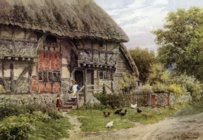 Old Cottage, Bignor, Sussex（彩色石版画） 作者 阿尔弗雷德·罗伯特·昆顿