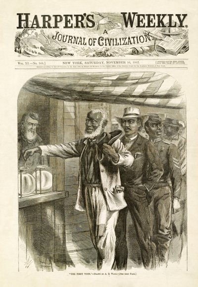 第一票，酒吧。哈珀斯周刊，1867年 作者 阿尔弗雷德·鲁道夫·沃德
