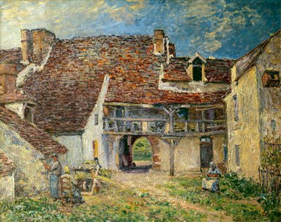 阿尔弗雷德·西斯莱 (Alfred Sisley) (1839-1899) 1884 年在圣马梅斯的农场法院绘画。 0,73x0,93 m 巴黎，奥赛博物馆 作者 阿尔弗雷德·西斯利