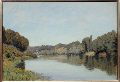 La seine a Bougival。 阿尔弗雷德·西斯莱 (Alfred Sisley) 的绘画 (1839 - 1899) 作者 Alfred Sisley