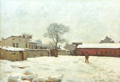 雪下，马里莱罗伊（Marlyle-Roi）的农家 作者 阿尔弗雷德·西斯利