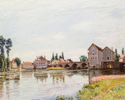 蓬德莫尔特河下方的卢恩河（Loing），1892年 作者 阿尔弗雷德·西斯利