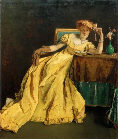 史蒂文斯，穿着黄色的女士 作者 阿尔弗雷德·埃米尔·史蒂文斯（Alfred Emile Stevens）