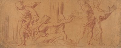 一组人物，儿童在中间乞讨 作者 阿尔弗雷德·埃米尔·史蒂文斯（Alfred Emile Stevens）