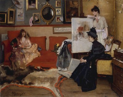 在工作室，1888年。 作者 Alfred Emile Stevens
