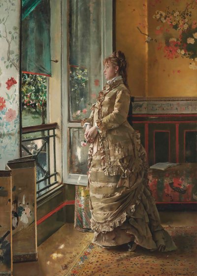忧郁》，1876年。 作者 阿尔弗雷德·埃米尔·史蒂文斯（Alfred Emile Stevens）
