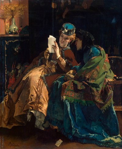 愉快的信》，19世纪60年代。 作者 阿尔弗雷德·埃米尔·史蒂文斯（Alfred Emile Stevens）