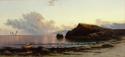 海岸日落 1885 年（布面油画） 作者 阿尔弗雷德·汤普森·布里彻