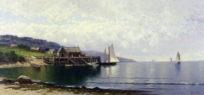 登陆点，贝利岛，缅因州，约 1907 年（布面油画） 作者 阿尔弗雷德·汤普森·布里彻