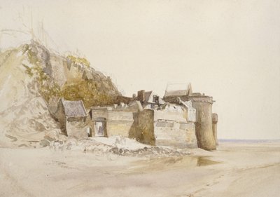 圣米歇尔山：外门，c。 1876年（纸上水彩） 作者 阿尔弗雷德·威廉·亨特