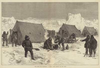 北极探险队，一个夜间露营的雪橇队 作者 Alfred William Hunt