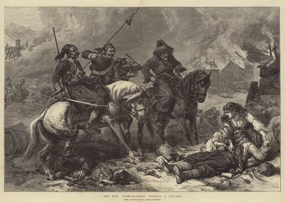 战争中，Bashi-Bazouks烧毁了一个村庄 作者 Alfred William Hunt