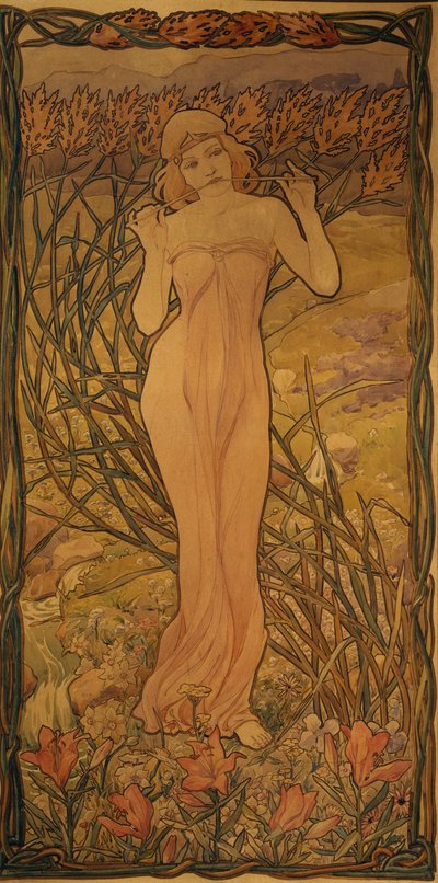 Woman playing the flute 作者 阿尔弗雷多·巴鲁菲