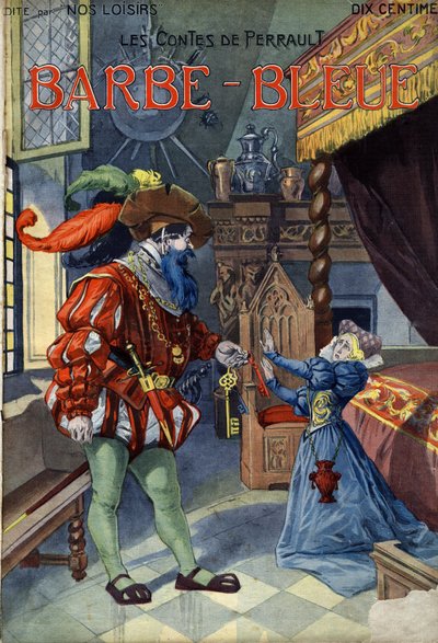 蓝胡子》（Bluebeard），查尔斯-佩罗（1628-1703 年）的作品。1910 年左右，瓦卡利和卡雷在 "Les beaux tales "作品集 "Nos loisirs "中的插图。私人收藏。 作者 阿尔弗雷多和凯瑞·瓦卡里