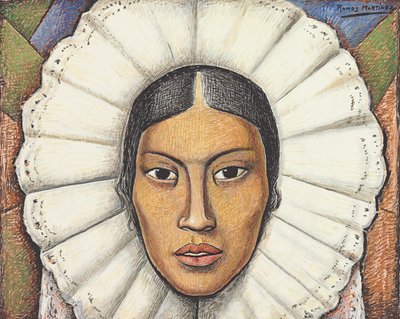 Tehuana, c.1930 （水粉和蜡笔在纸上） 作者 阿尔弗雷多·拉莫斯·马丁内斯