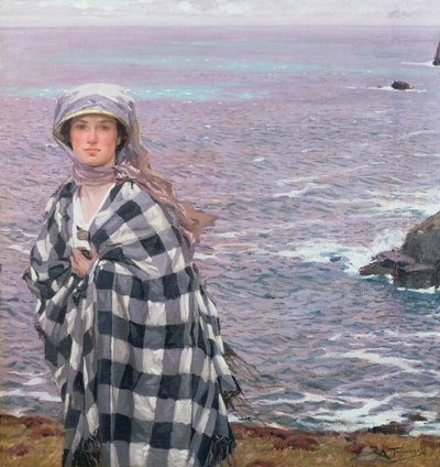 The Checked Shawl，1915 作者 阿尔杰农·梅奥·塔尔米奇